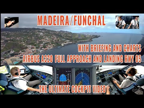 FUNCHAL / MADEIRA | Briefing, pilots, cockpit and charts view | Full approach Runway 05 | Airbus 320