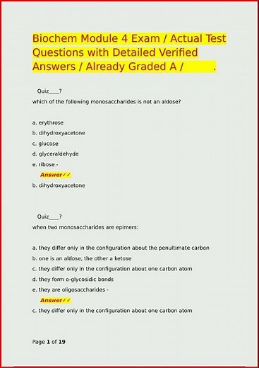 Biochem Module 4 Exam Actual Test Questions With Detailed Ve video