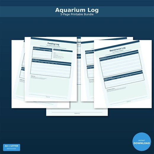 Aquarium Fish Tank Toolkit | Fillable PDF   Excel | Water Chemistry Log, Fish Inventory, Maintenance, Plant Coral | US Letter A4 | 26 Files - Etsy