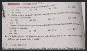 EXERCISE 7.1 Whi t of the following numbers are not perfect cub... | Filo