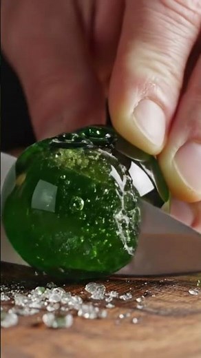 olive glass cutting ASMR video