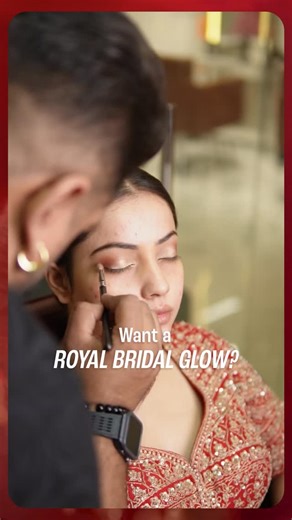 Lakmē Salon on Instagram: "Be the breathtaking red bride you’ve always imagined.​ Feathered brows, velvet skin, glossy lips - crafted to perfection.​ Book your bridal hair & makeup and step into your most radiant moment.​ NOOR – Signature Bridal Collection​ Your Radiance. Our Artistry. (Lakmē Salon, Bridal Collection, Bridal Makeup, Bridal Hairstyles, Bridal Hair and Makeup, Hair and Makeup by Lakmē Salon, Brides, Bride Looks, Bridal Looks, Signature Bridal Collection, Radiance, Glow)​​"