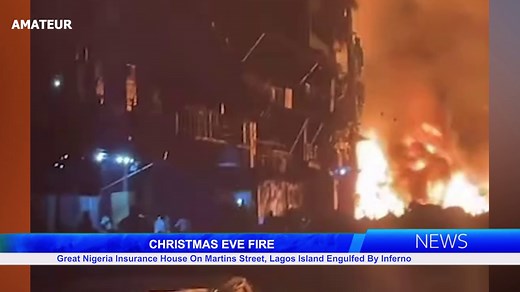 CHRISTMAS EVE FIRE: Great Nigeria Insurance House On Martins Street, Lagos Island, Engulfed By Inferno. The Lagos State Emergency Management Agency (LASEMA) has confirmed that seven adult males sustained varying degrees of burn injuries following a fire outbreak on Christmas Eve at the Great Nigeria Insurance House on Martins Street, Lagos Island. The Permanent Secretary of LASEMA, Dr. Olufemi Damilola Oke-Osanyintolu, said the fire has been successfully contained through the combined efforts of