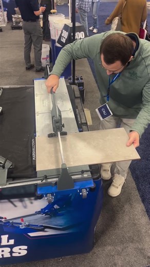 Our 48” Pro Tile Cutter getting the job done! Get yours : https://bit.ly/4bYK3FS #floor #tileinstallation #tiling #largetiles