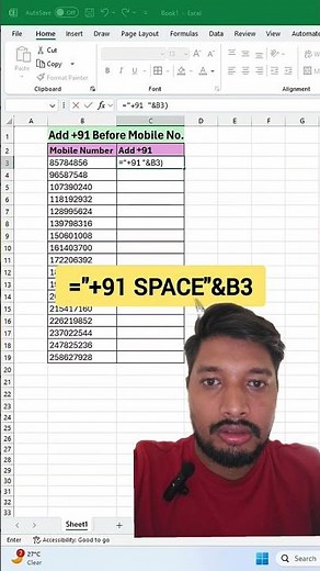 New Trick in Excal aage +91 Kaise Lagaye || Yogesh Rao || #excel #excelize #excelgroup