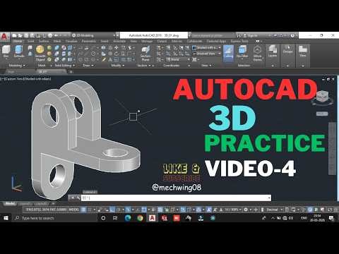 AutoCAD 3D Practice Video – 4 | Move Rotate & Presspull | Step-by-Step CAD Modeling for Beginners