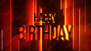 An eye-catching digital artwork depicts a vibrant Happy Birthday message with bold colors and diagonal arrangement, creating a lively and energetic feel