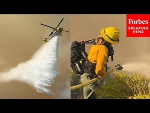 Firefighters Use Helicopter Water Drops As They Continue To Fight The Palisades Fire