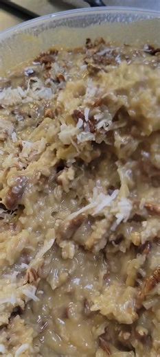 Finishing a batch of German Chocolate frosting. Time to let it cool and thicken. 😊 | Lynnette's Cakes and Catering