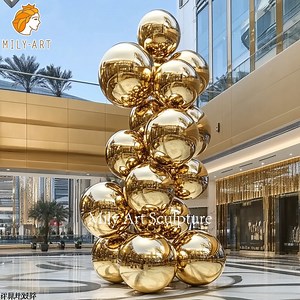 [Hot Item] Modern Shopping Mall Metal Golden Statue Large Stainless Steel Ball Sculptures