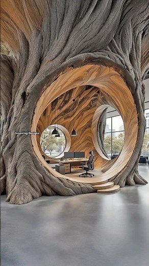 Stunning tree shaped office pod! 🤯👏 #interiordesign #woodworking #homedesign