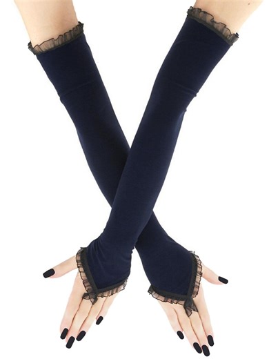 Navy Blue Lace Fingerless Opera Gloves Extra Long Evening Arm Warmers Handmade XS S M L XL 2XL 3XL Plus Size Friendly Stretch Lace Sleeves - Etsy UK