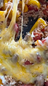 Steak Fajita Skillet If you love steak fajitas you will love making them at home with this one pan wonder recipe. It’s super easy and quick to prepare and it’s full of flavor. A few simple ingredients and you have a steak fajita dinner that you will absolutely love for a busy weeknight. 1 lb ny strip steaks sliced thinly 3 tablespoons olive oil 1/2 onion chopped 3 bell peppers sliced mixed colors Fajita seasoning 1 can diced fire roasted tomatoes 2 cups minute rice 2 1/2 cups beef broth White qu