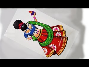 Easy way to draw ladies rangoli. Diwali special rangoli..