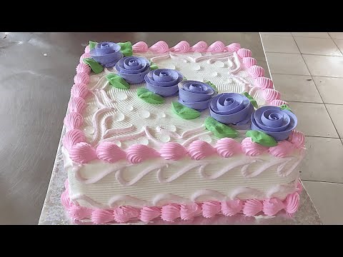PASTEL CUADRADO | cómo decorar una torta cuadrada con flores fácil y sencillo