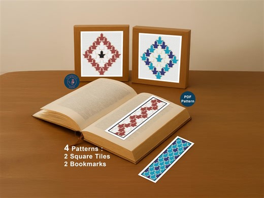 Moroccan Tile Cross Stitch Pattern, Geometric Bookmarks (PDF Pattern) - Etsy