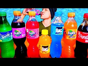 MUKBANG FRESH DRINKS ASMR Bottoms up soda drinks COCA COLA SPRITE FANTA EXTREME FIZZY ICE DRINKING