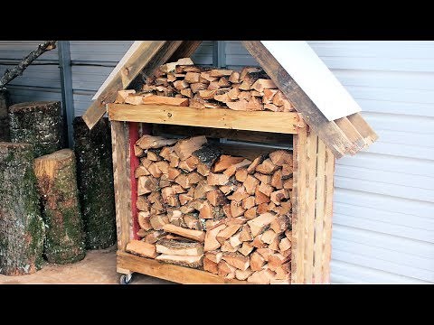 Building a Mobile Firewood Storage Rack from 2 Pallets DIY