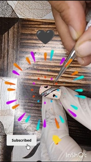 easy nail art🖤🖤📸#nails #nailgelart