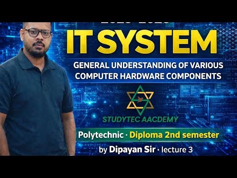 Lec-3|General Understanding of Various Computer Hardware Components|1st Year(2nd Sem)|IT System