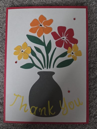 Hand-crafted 'vase of Flowers' Thank You Card With Envelope - Etsy