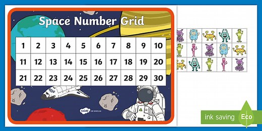 Space-Themed 1-30 Number Grid