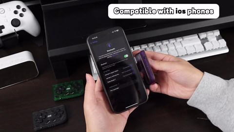 IINE Mini Retro Wireless Controller, Micro Remote Controller for Switch/OLED, PC, Android and IOS, Keychain Pocket-sized Controller with Turbo Function (Purple)