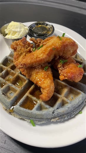 Delicious Gluten Free Blue Corn Chicken and Waffles