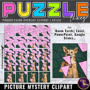 Puzzle Progression Overlay Clipart for Picture Mystery Theme Lines Set 5