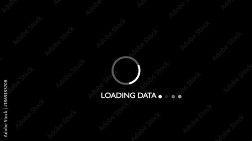 Loading animation with progress bar on black background data loading screen buffering waiting.