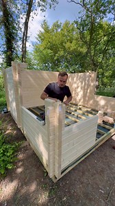 370K views · 3K reactions | Building a small Cabin in the woods #logcabin #cabinbuild #gardenroom #mancave #tinyhome | All Things Garden Buildings | Facebook