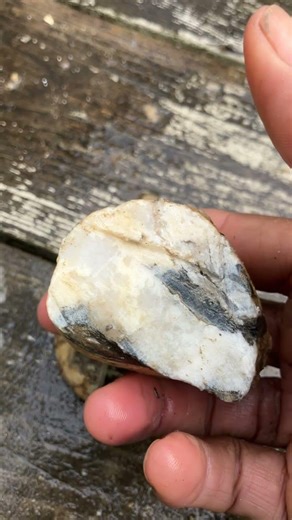 Exploration: Coupe d'un quartz avec calcédoine
