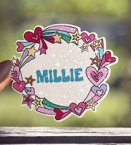 Personalized Retro Holographic Name Sticker: Water Bottle Decal - Etsy