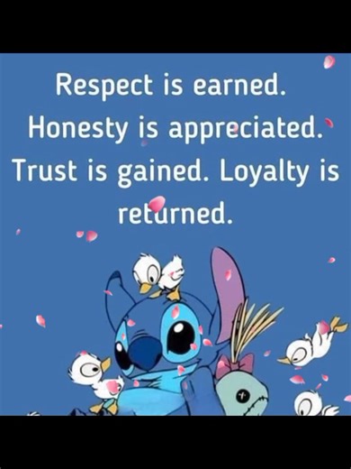 10K views · 322 reactions | "Life's golden rules, brought to you by the sweetest alien around. Respect, Honesty, Trust, Loyalty." #foryoupagereels #ilovestitch #reelsviralシ #foryoupageシ #foryouシpage #fanspage | Stitch Happens | Facebook