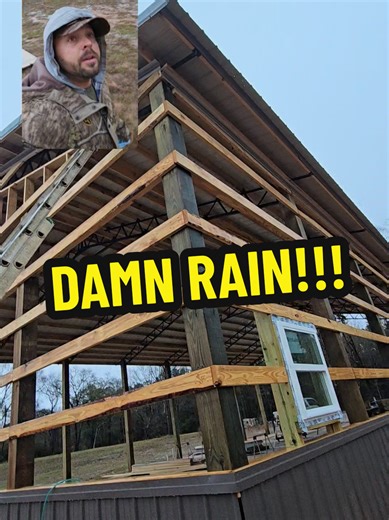 Tired of the rain! Had to work in the rain some peeling damn trim, cutting and prepping trim for all the windows and doors so I can start installing after work at the mill this week. later this week I'll be stacking and pre-drilling and cutting panels for both walls! it's a lot of work and detail on these enclosures that most people don't realize! #barn #howto #construction #metalsiding #wainscoting