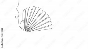 Sea schell continuous line, conches of sea snail video. Colorful shell, ocean conch