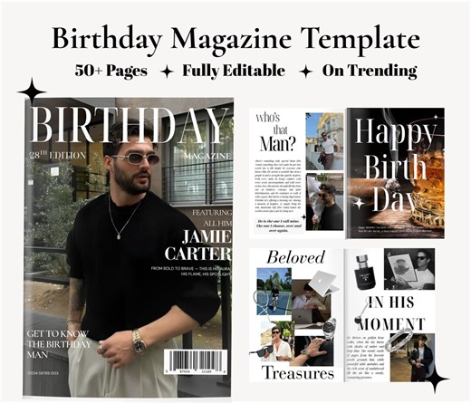 Birthday Magazine Template for Him | Personalized Gift for Men | Birthday Magazine for Boyfriend | Editable Canva Gift Keepsake - Etsy