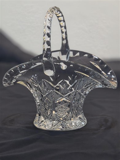 Vintage Lead Crystal Cut Glass Basket Vase With 7" Tall X 7" W - Etsy