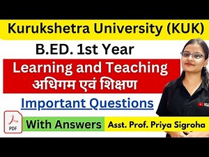 KUK Learning and Teaching Most Important Questions for B.Ed. Exams | Kurukshetra University