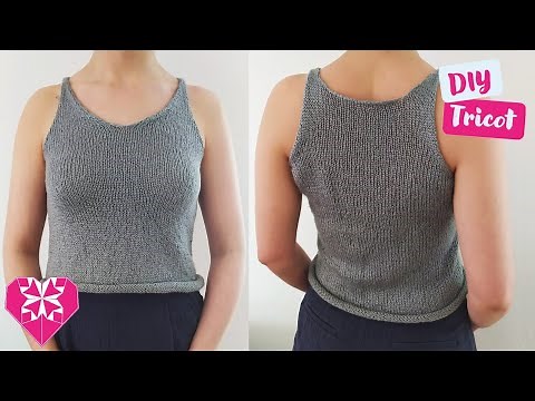 Top pour l'été au tricot 🧶 - Projet tricot en jersey - Débardeur diy - Toutes tailles - Modèle femme