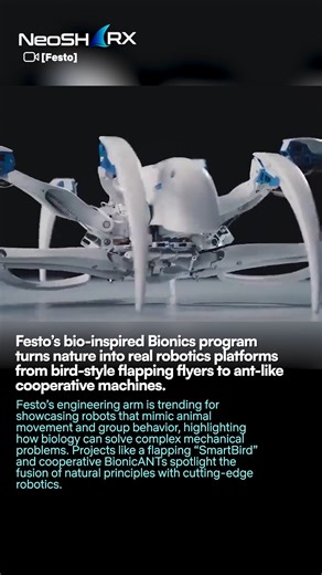 Festo’s bio-inspired robotics work continues to illustrate how nature’s solutions inform advanced engineering. Festo’s *Bionic Learning Network* develops mechanical animals — termed *Bionics* — that replicate biological systems to explore and solve technical problems across automation and robotics. Key examples include: - **SmartBird**: An ornithopter modeled after a herring gull that can take off, fly, and land autonomously using flapping wings that also twist for lift and propulsion. The desig