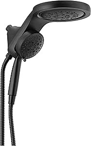 Delta 5-Setting HydroRain 2-in-1 Dual Shower Head, Matte Black High Pressure Shower Head with Handheld Spray, 2.5 GPM Flow Rate, Matte Black 58680-BL25