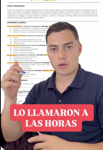 Consiguió entrevista a las horas de que le enviamos el currículum. • Tú se ve, debe tener:. Palabras claves / estructura, prolija / foto opcional / secciones correctas • Link en mi perfil ⭐️ #trabajo #curriculum #entrevistas