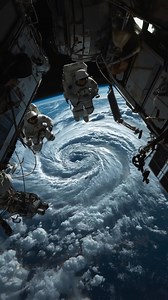 Astronauts perform a spacewalk outside the ISS, carrying out vital maintenance while witnessing Earth’s breathtaking beauty below. From swirling storms to calm climates, our planet shines as a fragile, living masterpiece floating in space. 🌍✨🚀 #ISS #SpaceWalk #EarthFromSpace #NASA #Climate #Astronauts #SpacePhotography | Astrovibe