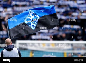 Mannheim, Deutschland. 13th Apr, 2025. Ein Fan des SV Waldhof Mannheim schwingt eine Fahne mit dem Logo des Vereins, Verein, Vereinslogo, Fans, Publikum, Zuschauer, Stimmung, Atmosphäre, Stadion, Symbolfoto, Symbolbild, Symbol, 13.04.2025, Mannheim (Deutschland), Fussball, 3. Liga, SV Waldhof Mannheim - TSV 1860 München, DFB/DFL REGULATIONS PROHIBIT ANY USE OF PHOTOGRAPHS AS IMAGE SEQUENCES AND/OR QUASI-VIDEO. Credit: dpa/Alamy Live News Stock Photo - Alamy