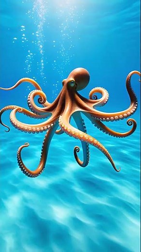 Video of an octopus swimming naturally under the sea
