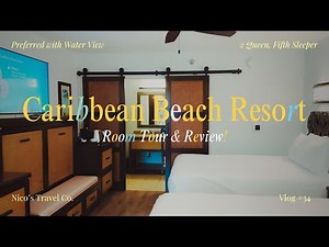 Disney's Caribbean Beach Resort Room Tour | 2 Queen, 5th Sleeper, Preferred, Water View,