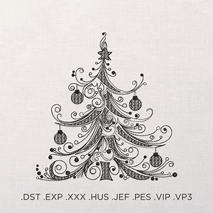 Christmas Tree Machine Embroidery Design - Christmas Tree Embroidery Files - 6 Sizes - Instant Download - Etsy