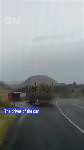 Dramatic Near Miss As Logging Trucks Collide | 10 News First