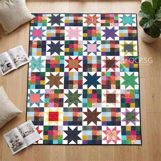 Colorful Star Quilt Pattern - Etsy